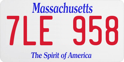 MA license plate 7LE958