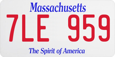 MA license plate 7LE959