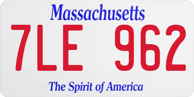 MA license plate 7LE962