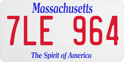MA license plate 7LE964