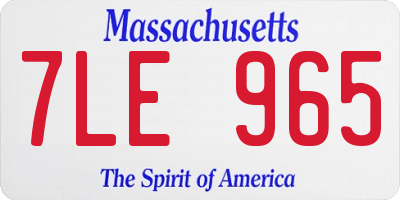 MA license plate 7LE965