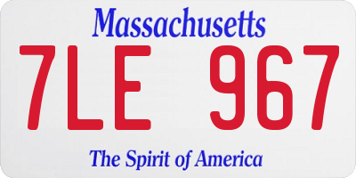 MA license plate 7LE967