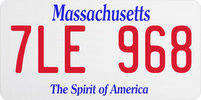 MA license plate 7LE968