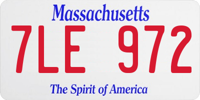 MA license plate 7LE972
