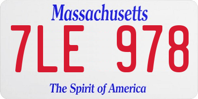 MA license plate 7LE978