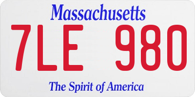 MA license plate 7LE980