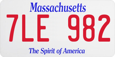 MA license plate 7LE982
