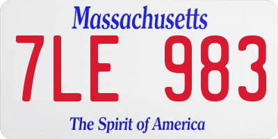 MA license plate 7LE983