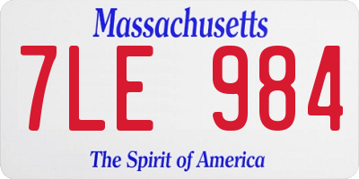 MA license plate 7LE984