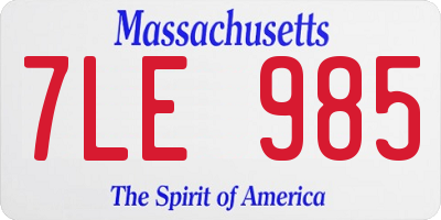 MA license plate 7LE985
