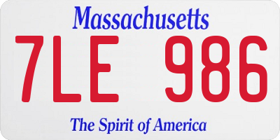 MA license plate 7LE986