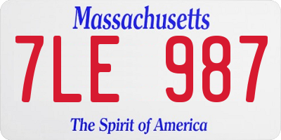 MA license plate 7LE987