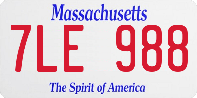 MA license plate 7LE988