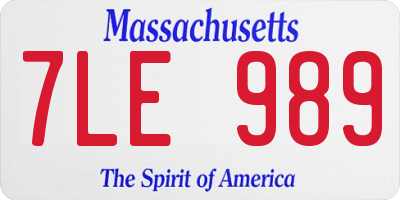 MA license plate 7LE989