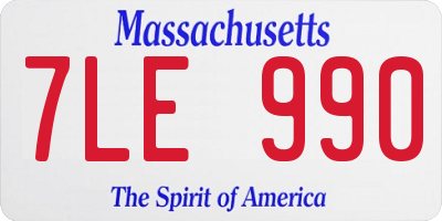 MA license plate 7LE990