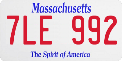 MA license plate 7LE992