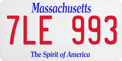 MA license plate 7LE993