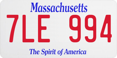 MA license plate 7LE994
