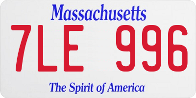 MA license plate 7LE996
