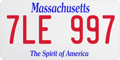MA license plate 7LE997