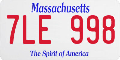 MA license plate 7LE998