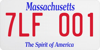 MA license plate 7LF001