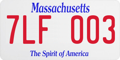 MA license plate 7LF003