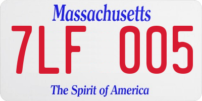 MA license plate 7LF005