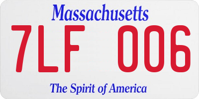MA license plate 7LF006