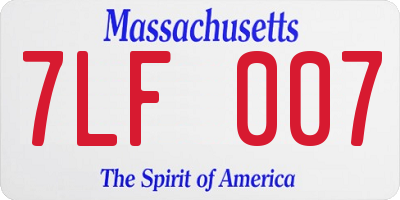 MA license plate 7LF007