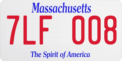 MA license plate 7LF008