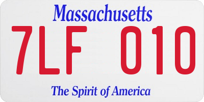 MA license plate 7LF010