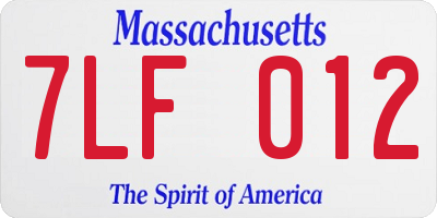 MA license plate 7LF012
