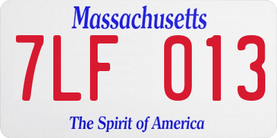 MA license plate 7LF013