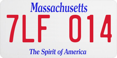 MA license plate 7LF014