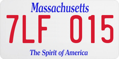MA license plate 7LF015