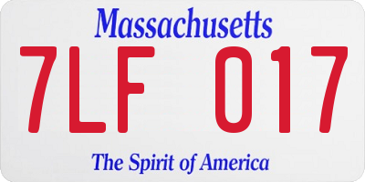 MA license plate 7LF017
