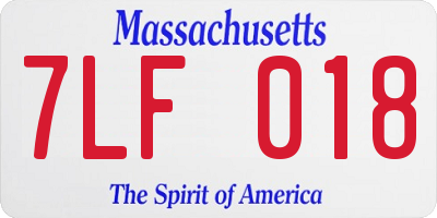 MA license plate 7LF018