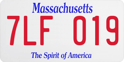 MA license plate 7LF019