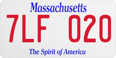 MA license plate 7LF020