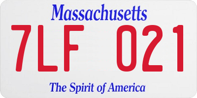 MA license plate 7LF021