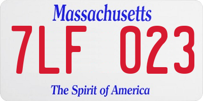 MA license plate 7LF023