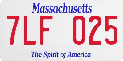 MA license plate 7LF025