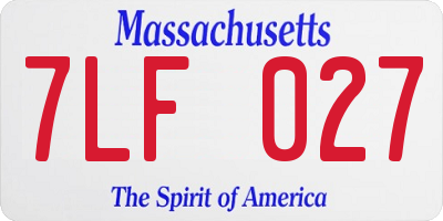 MA license plate 7LF027