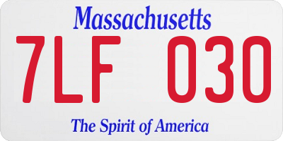 MA license plate 7LF030