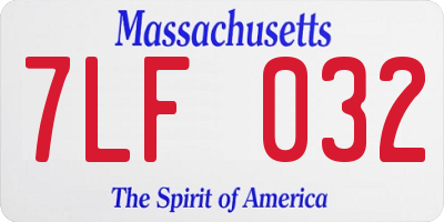 MA license plate 7LF032