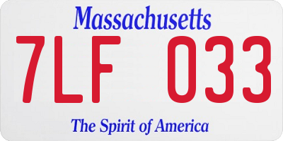 MA license plate 7LF033
