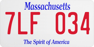MA license plate 7LF034