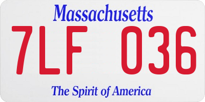 MA license plate 7LF036