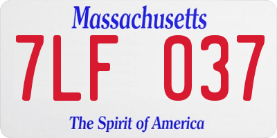 MA license plate 7LF037